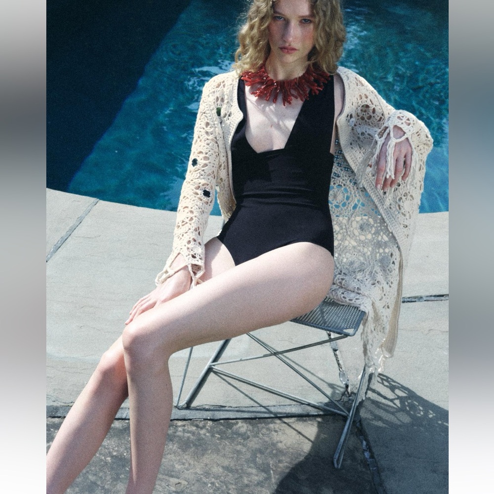 ZARA FRINGE CROCHET CARDIGAN - Picture 7 of 13
